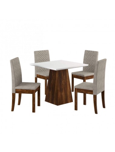 Conjunto Mesa com 4 Cadeiras Cristal Siena Móveis Rústico